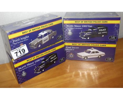 Atlas Edition 1:43 scale x 4 Police Cars Police Vans. P&amp;P Group 2 (£18+VAT for the first lot and £2+VAT for subsequent lo