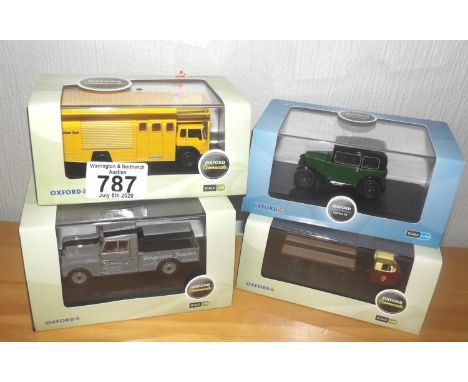 Oxford 1:43 scale Land Rover and Austin 7 and 2 x British Rail Bedford and Scammell. P&amp;P Group 2 (£18+VAT for the first l