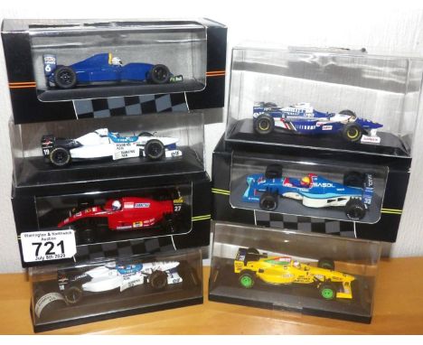 Mixed job lot x 7 1:43 scale Formula 1 race cars Onyx. P&amp;P Group 2 (£18+VAT for the first lot and £2+VAT for subsequent l