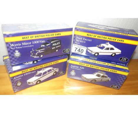 Atlas Editions 1:43 scale x 4 mixed Police cars, vans. P&amp;P Group 2 (£18+VAT for the first lot and £2+VAT for subsequent l