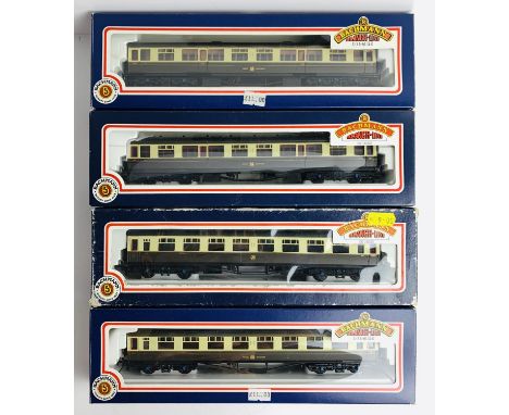 4x Bachmann Collett GWR Chocolate / Cream Passenger Coaches - Boxed - To Include: 34-100, 34-050B, 34-051, 34-050. P&amp;P Gr