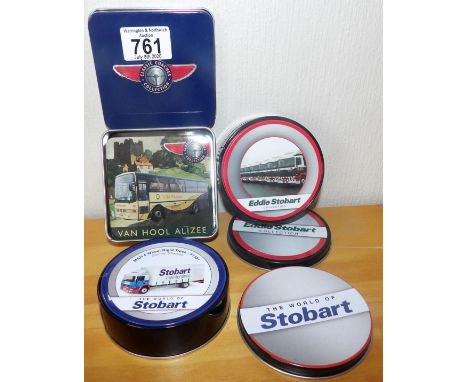 Atlas Editions x 3 sets of coasters, 2 x Eddie Stobart and 1 set of classic coaches. P&amp;P Group 2 (£18+VAT for the first l
