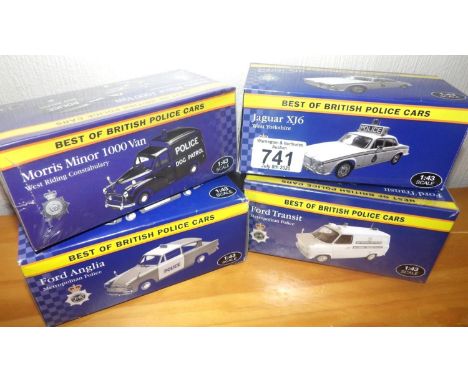 Atlas Editions 1:43 scale x 4 mixed Police cars, vans. P&amp;P Group 2 (£18+VAT for the first lot and £2+VAT for subsequent l