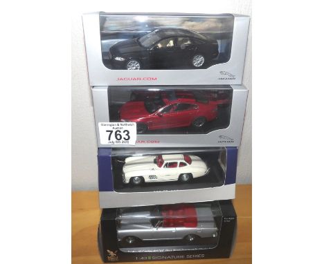 IXO, Atlas, Signature Series 1:43 scale 2 x Mercedes 2 x Jaguar Saloons. P&amp;P Group 2 (£18+VAT for the first lot and £2+VA