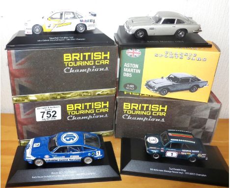 Atlas Editions 1:43 scale x 3 British Touring Car Champions and 1 classic sports cars. P&amp;P Group 2 (£18+VAT for the first