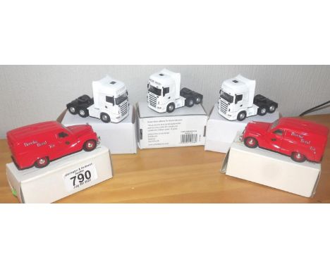 Oxford 1:76 scale x 5 Scania tractor units (white). P&amp;P Group 2 (£18+VAT for the first lot and £2+VAT for subsequent lots