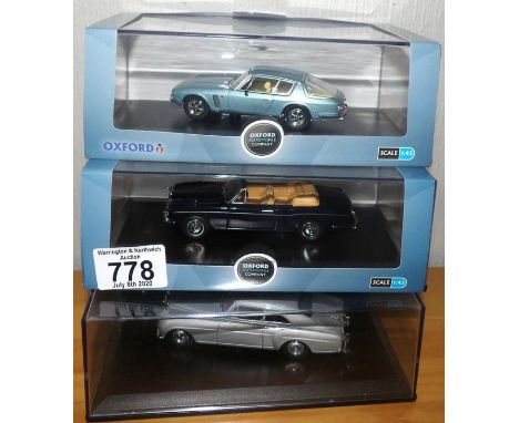 Oxford 1:43 scale cars x 3 Bentley, Rolls Royce, Jen Interceptor. P&amp;P Group 2 (£18+VAT for the first lot and £2+VAT for s