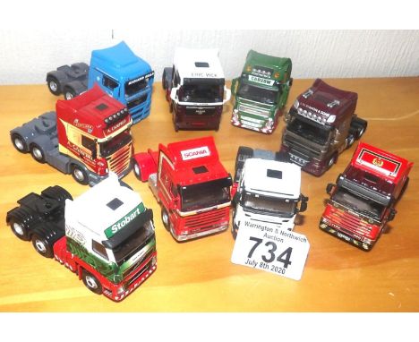 Oxford 1:76 scale x 9 Tractor Units, DAF, MAN, Scania, Volvo. P&amp;P Group 2 (£18+VAT for the first lot and £2+VAT for subse