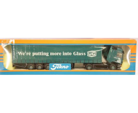 Tekno 1:50 scale Cat no 77 Mercedes curtainsider United Glass 10/1999. P&amp;P Group 2 (£18+VAT for the first lot and £2+VAT 