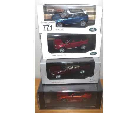 IXO 1:43 scale x 2 Land Rover Evoque and 1 IXO Jaguar and 1 TSM Jaguar. P&amp;P Group 2 (£18+VAT for the first lot and £2+VAT