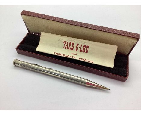 Yard-o-Led; A Hallmarked Silver Twist Propelling Pencil, all over engine turned decoration, London 1954, presented in origina