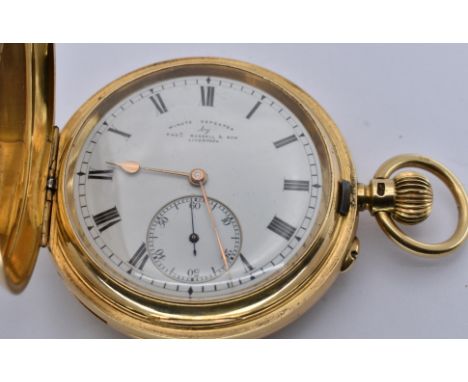 An Edwardian 18ct gold full Hunter Thomas Russell &amp; Son of Liverpool minute repeater pocket watch. The crown winder with 