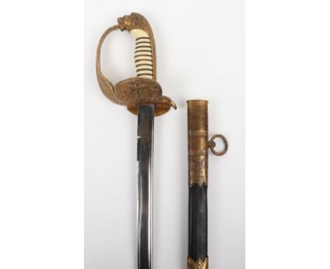 German Reichsmarine Naval Officers Dress Sword by Carl Eickhorn, good example with ivorine grip retaining the original wire b