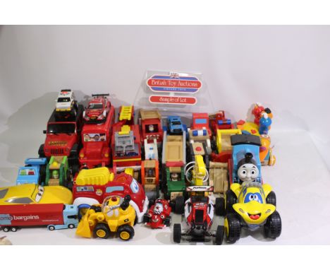 Welly, Mattel, Toy State, Chad Valley, Other - A quantity of unboxed modern mostly plastic and wooden vehicles - Lot includes