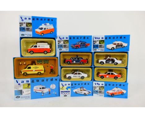 Corgi Vanguards - 6 x Ford emergency vehicles including Consul 3000 GT in Lancashire Constabulary livery # VA55000, Zephyr 4 