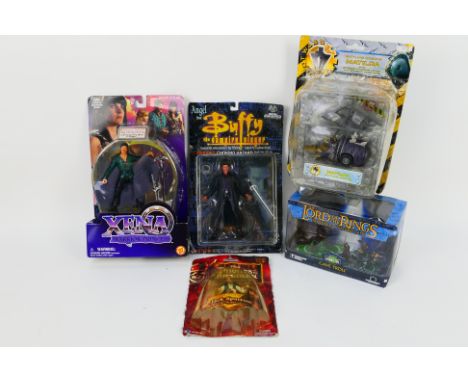 Buffy - Xena - Robot Wars - LOTR - POTC. A selection of Five carded / boxed items appearing Mint in box with Poor to Excellen