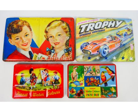 LL Product London - Vintage Paint Tins / Pallets. A selection of Three vintage 1960's era, lithographed water colour tin pain