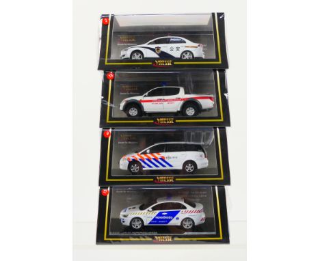 Vitesse - 4 x factory sealed limited edition Mitsubishi Police cars in 1:43 scale, a Lancer in Hungarian Police livery, a Gra