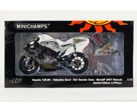 Minichamps - A boxed #122073176 1:12 scale YZR-M1, Valentino Rossi, Fiat Yamaha Team, MotoGP 2007 Valencia LTD Edition 3999..