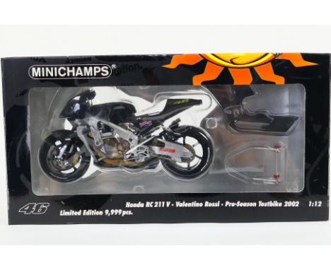 Minichamps - A  boxed #122027946 Honda RC211V, Valentino Rossi, Pre-Season Testbike 2002. LTD Edition 9999pcs. The model appe