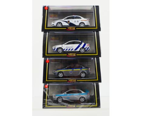 Vitesse - 4 x factory sealed limited edition Mitsubishi Police cars in 1:43 scale, a Lancer in Kazakhstan Police livery, a La