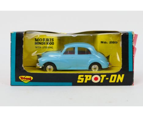 Tri-ang Spot-On - A boxed Morris Minor 1000 in light blue # 289. The car appears in Mint condition in a Good box with some li