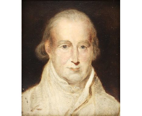 English School, c.1782A portrait purporting to be Benjamin Franklin (1706-1790)oil on board, handwritten verso 'Benjamin Fran