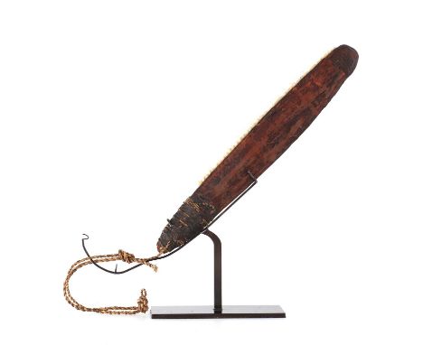 An unusual Western Australian Aboriginal saw knife,late 19th century, Minang people, hardwood with inset possum teeth and a t