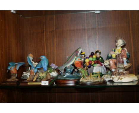 A QUANTITY OF ASSORTED FIGURES TO INCLUDE A DANBURY MINT 'FIRST SNOWS', LEONARDO, AYNSLEY MASTERCRAFT ETC (8)