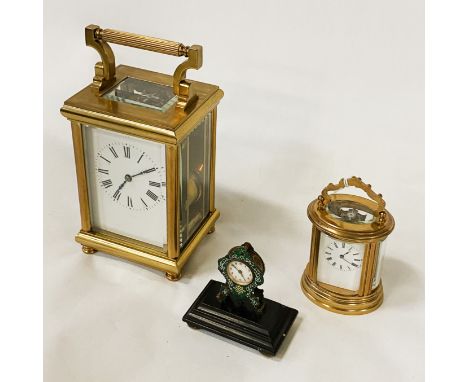 BRASS MANTLE CLOCK WITH TWO OTHERS