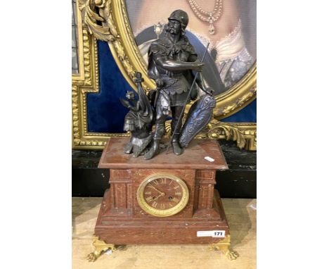 EARLY FIGURAL MARBLE CLOCK -  FRONT FEET NEED SECURING A/F