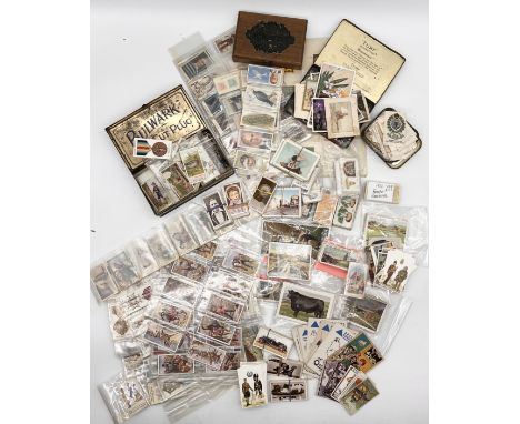 A collection of various cigarette cards including Ogden's, Players, Morris, Turf, Taddy &amp; Co, Lloyd's, Edward Ringer, Wil