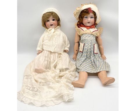 Two large Armand Marseille bisque headed dolls with sleeping eyes - height 49cm and 51cm 