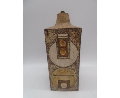 A Troika lamp base with geometric designs to two sides, signed Avril Bennett, height 31cm
