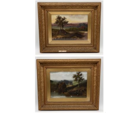 A pair of oil on board landscape scenes signed C.Morris - likely Charles Greville Morris (British 1861-1922) in gilt frames 2