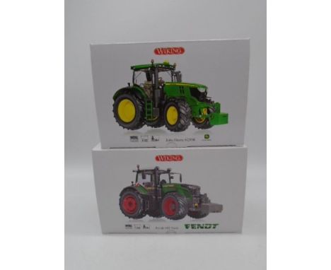 Two boxed Wiking die-cast tractors including a John Deere 6250R &amp; Fendt 92 Vario (both 1:32 Scale)