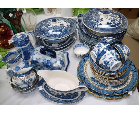 A selection of Spode, Willow pattern and other blue and white china, including Real Old Willow