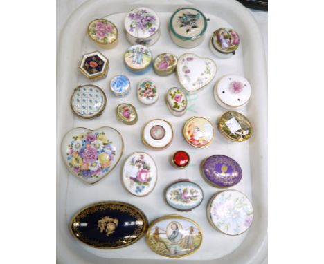 A selection of china/enamel miniature trinket boxes, 25 approx