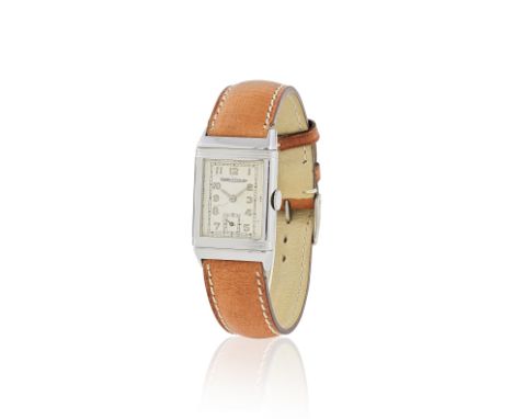 Jaeger-LeCoultre. A stainless steel reversible rectangular manual wind wristwatchJaeger-LeCoultre. Montre bracelet en acier r