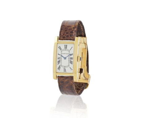 Cartier. A lady's 18K gold manual wind wristwatchCartier. Montre bracelet de dame en or jaune 18K (750) mouvement mécanique M