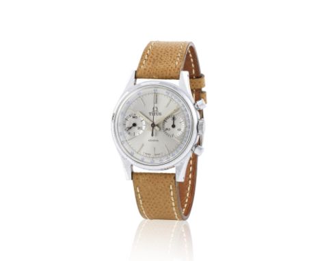 Titus Genève. A stainless steel and chrome plated manual wind chronograph wristwatchTitus Genève. Chronographe bracelet en ac