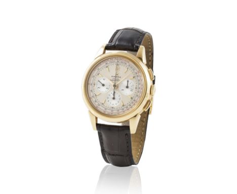 Omega. An 18K gold manual wind chronograph wristwatchOmega. Chronographe bracelet en or jaune 18K (750) mouvement mécaniqueMo