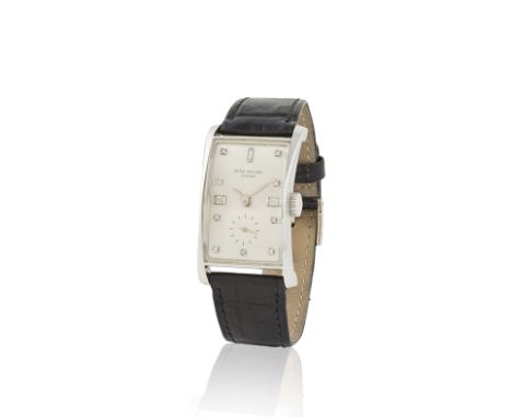 Patek Philippe retailed by Serpico y Laino. A very fine and rare platinum manual wind wristwatch with diamond hour markersPat