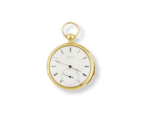 Jules Jurgensen, Copenhagen. A fine 18K gold open face quarter repeating key wind pocket watchJules Jurgensen, Copenhagen. Be