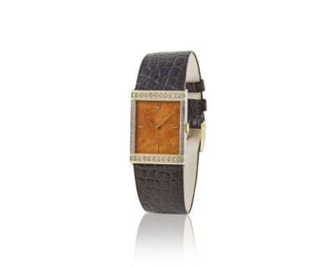 Rolex. A fine and rare 18K two tone gold manual wind wristwatch with diamond set bezelRolex. Belle et rare montre bracelet en