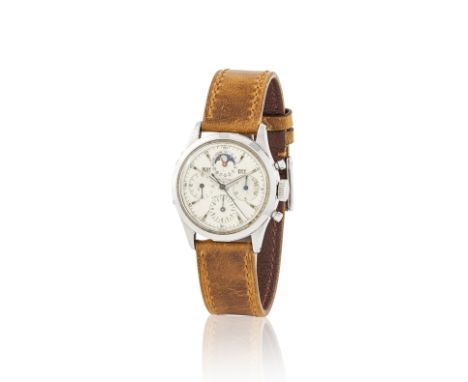 Universal Genève. A fine stainless steel manual wind day and date chronograph wristwatch with moon phase indicationUniversal 