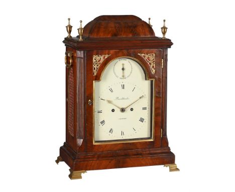 A GEORGE III BRASS MOUNTED MAHOGANY TABLE CLOCK WITH TRIP-HOUR REPEATINSCRIBED FOR BROCKBANKS, LONDON, CIRCA 1790The five pil