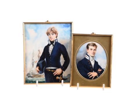 λ MICHAEL BARTLETT RMS (1922-2008) TWO PORTRAIT MINIATURESRoyal Naval Mid shipmenOil on ivorine Each initialled and dated 199