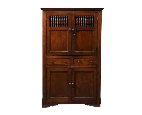 A GEORGE III OAK AUMBRY CUPBOARDCIRCA 1760169cm high, 104cm wide, 38cm deepCondition Report: Marks, knocks, scratches, abrasi