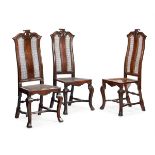 A SET OF THREE BEECH SIDE CHAIRS IN JAMES II STYLE